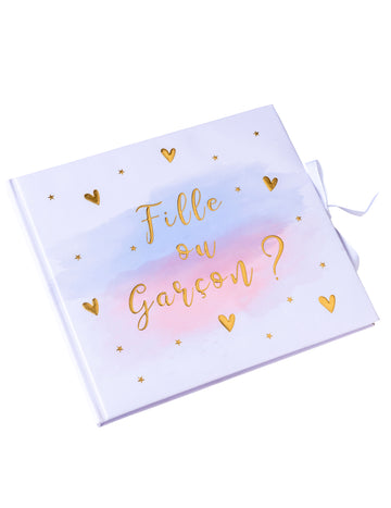 Knjiga za goste u ružičastoj, plavoj i zlatnoj boji za djevojčicu ili dječaka, 64 stranice, za proslavu rođenja djeteta