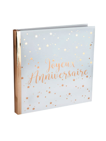 Knjiga gostiju za sretan rođendan u ružičasto-zlatnoj boji 24 x 24 cm bijeli pokrov