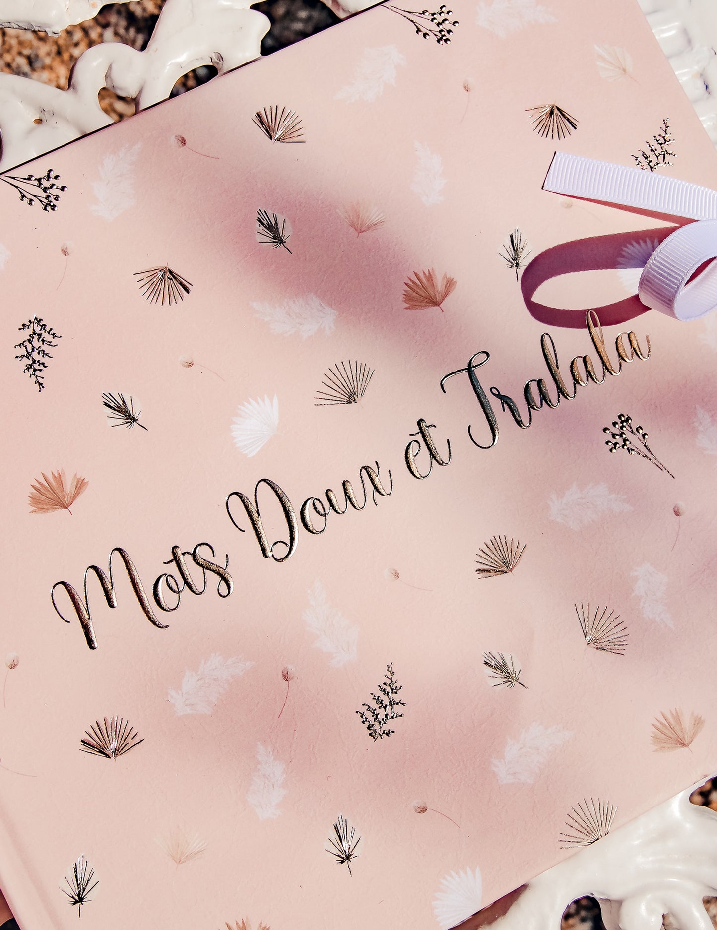 Knjiga gostiju u boho rumenilu i zlatu, 68 stranica s vrpcom