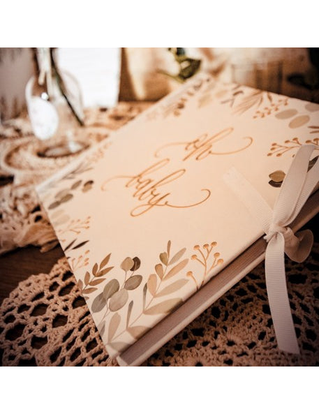 Zlatna knjiga Oh Baby Eucalyptus metal i zlato 22 x 19 cm