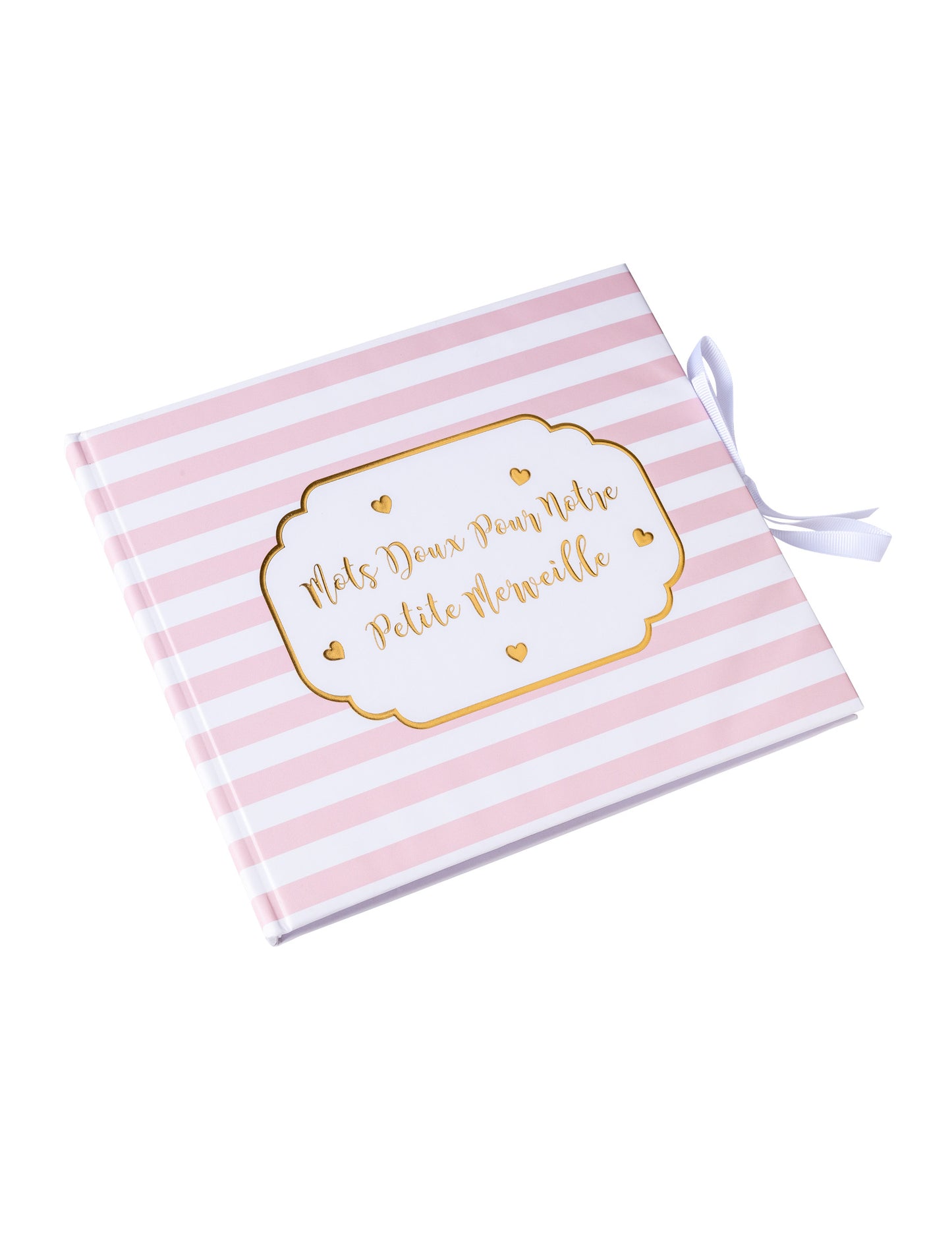 Mala, prekrasna ružičasta prugasta knjiga gostiju sa zlatnim obrubom, 22 x 19,5 cm cm 68 stranica