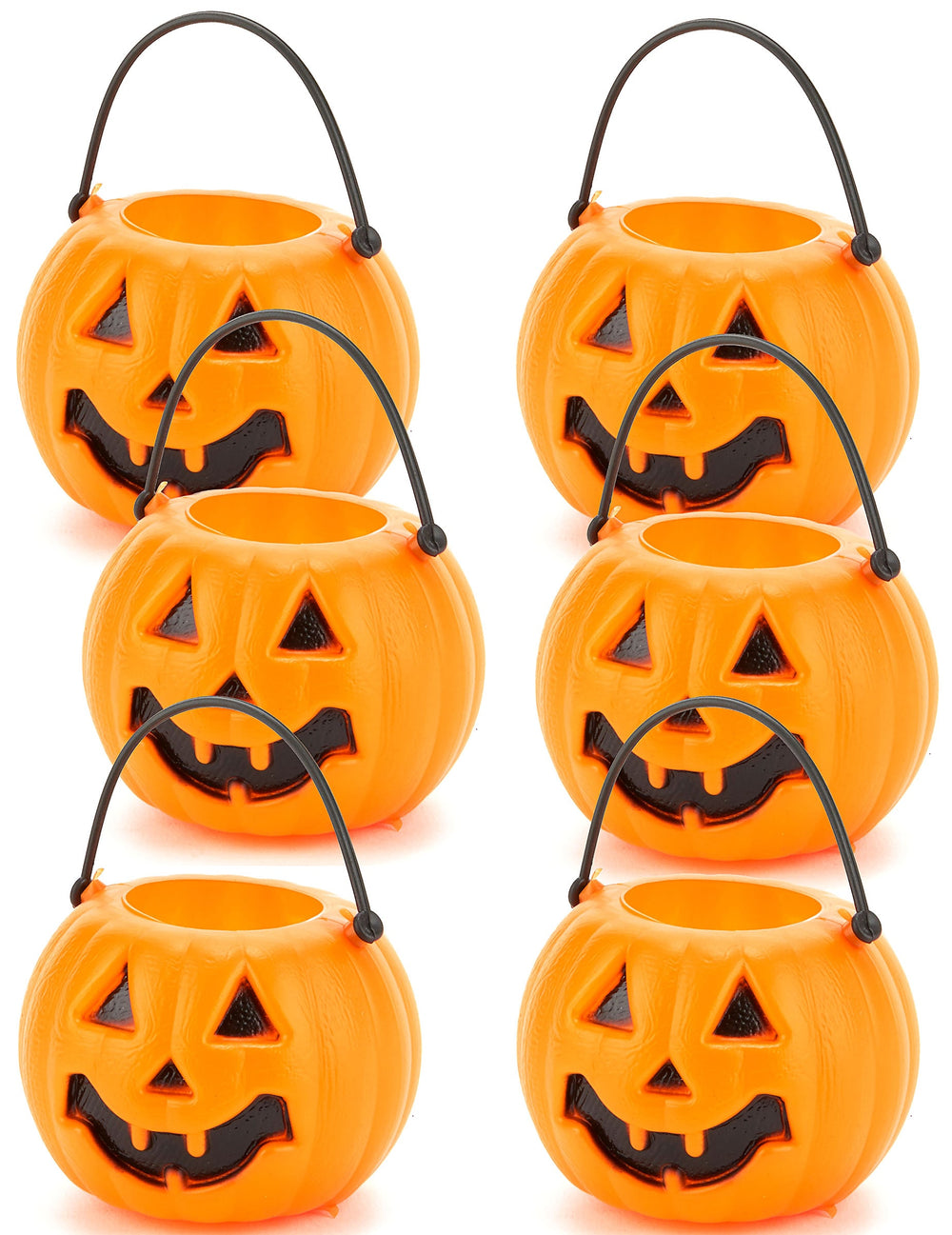 Mini seaux citrouilles d'Halloween pour enfant orange lot de 6