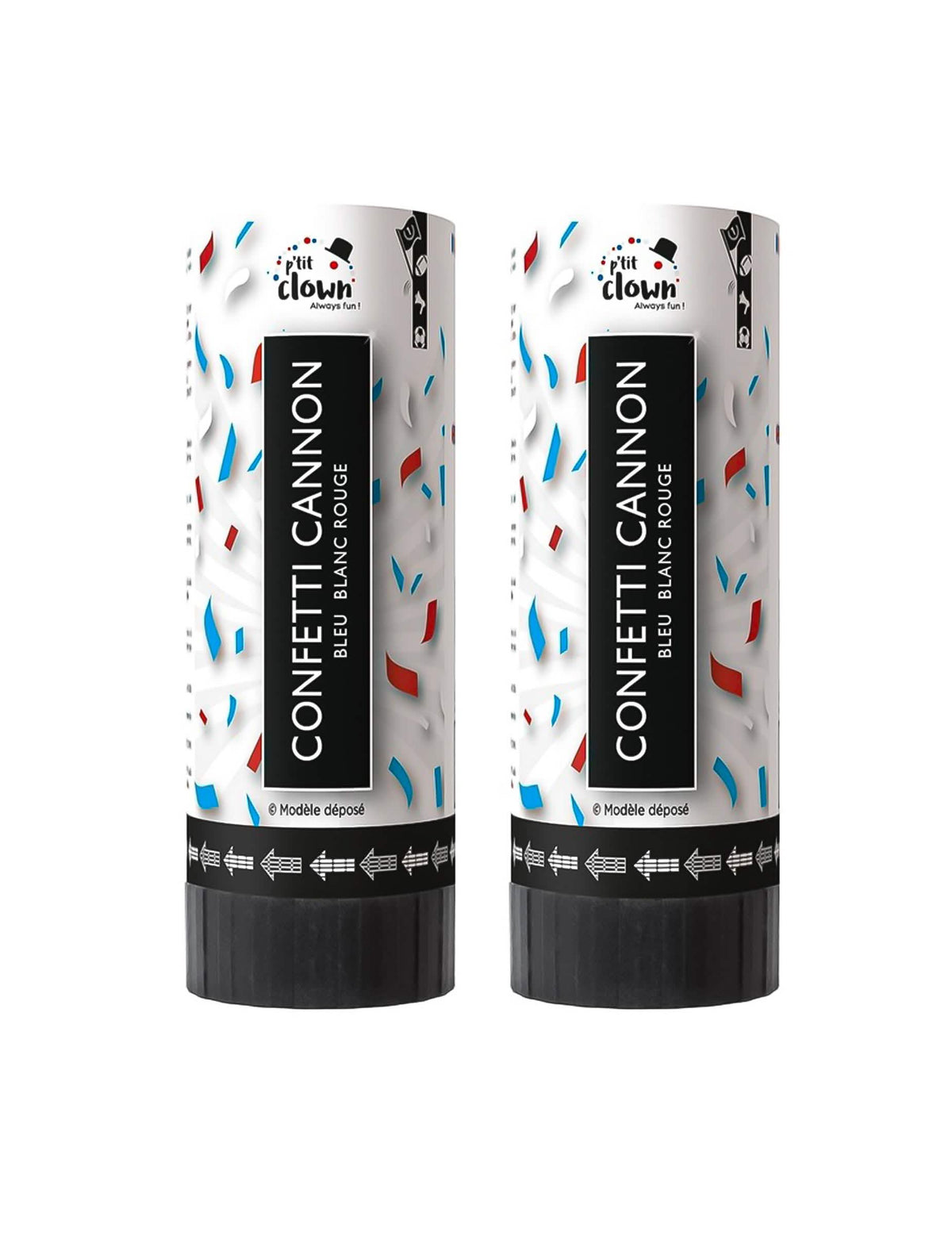 Lot de 2 canons à confettis France pour supporter bleu blanc rouge