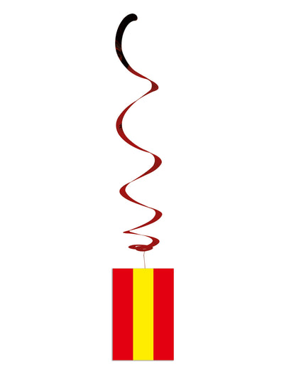Lot de 6 suspensions métallisées drapeau Espagne rouge et jaune