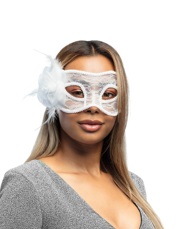 White čipkasti vuk s ružicom