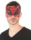 Loup en latex démon pour adulte rouge avec cornes