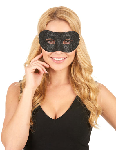 Loup plastique pailleté noir adulte