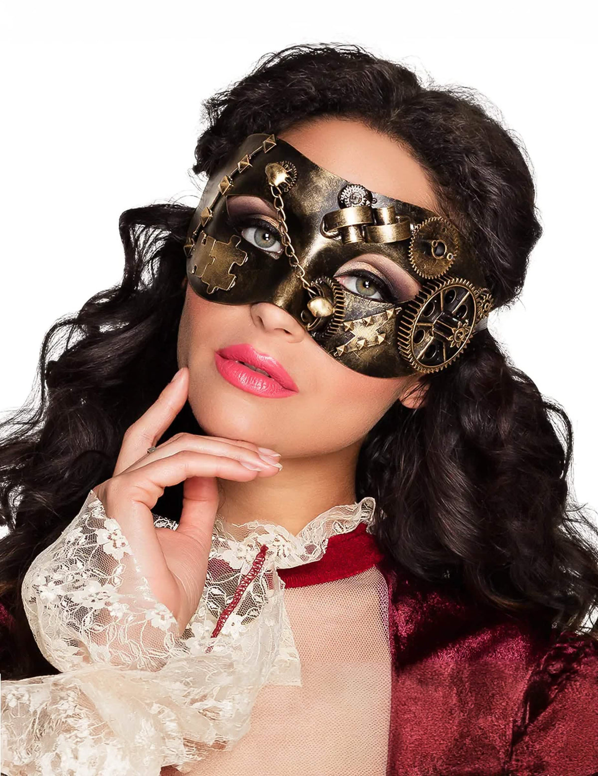 steampunk maska za odrasli brončana s kotačićima i zupčanicima