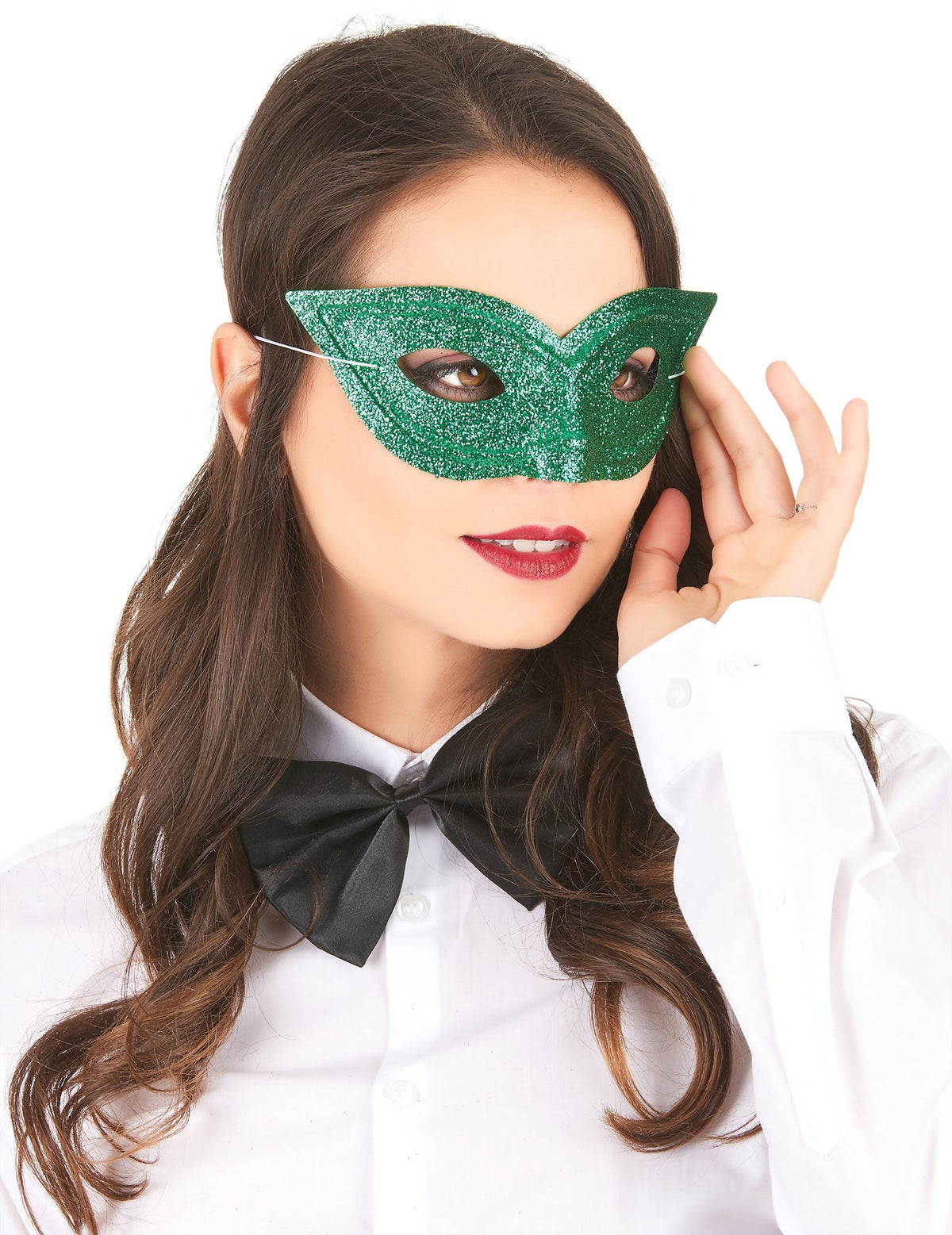 Loup vénitien pailleté pour adulte vert