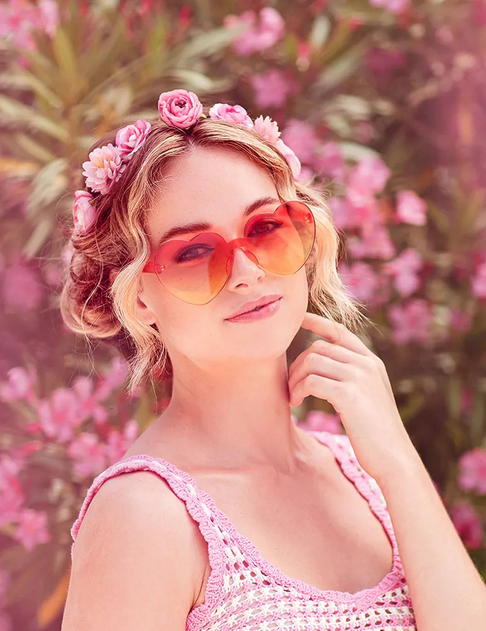 Lunettes cœur dégradé orange et jaune pour adulte