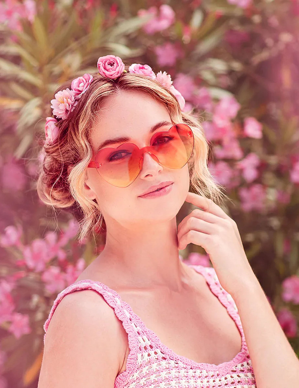Lunettes cœur dégradé orange et jaune pour adulte