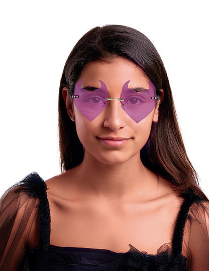 Ljubičaste demonske naočale u obliku srca za odrasle