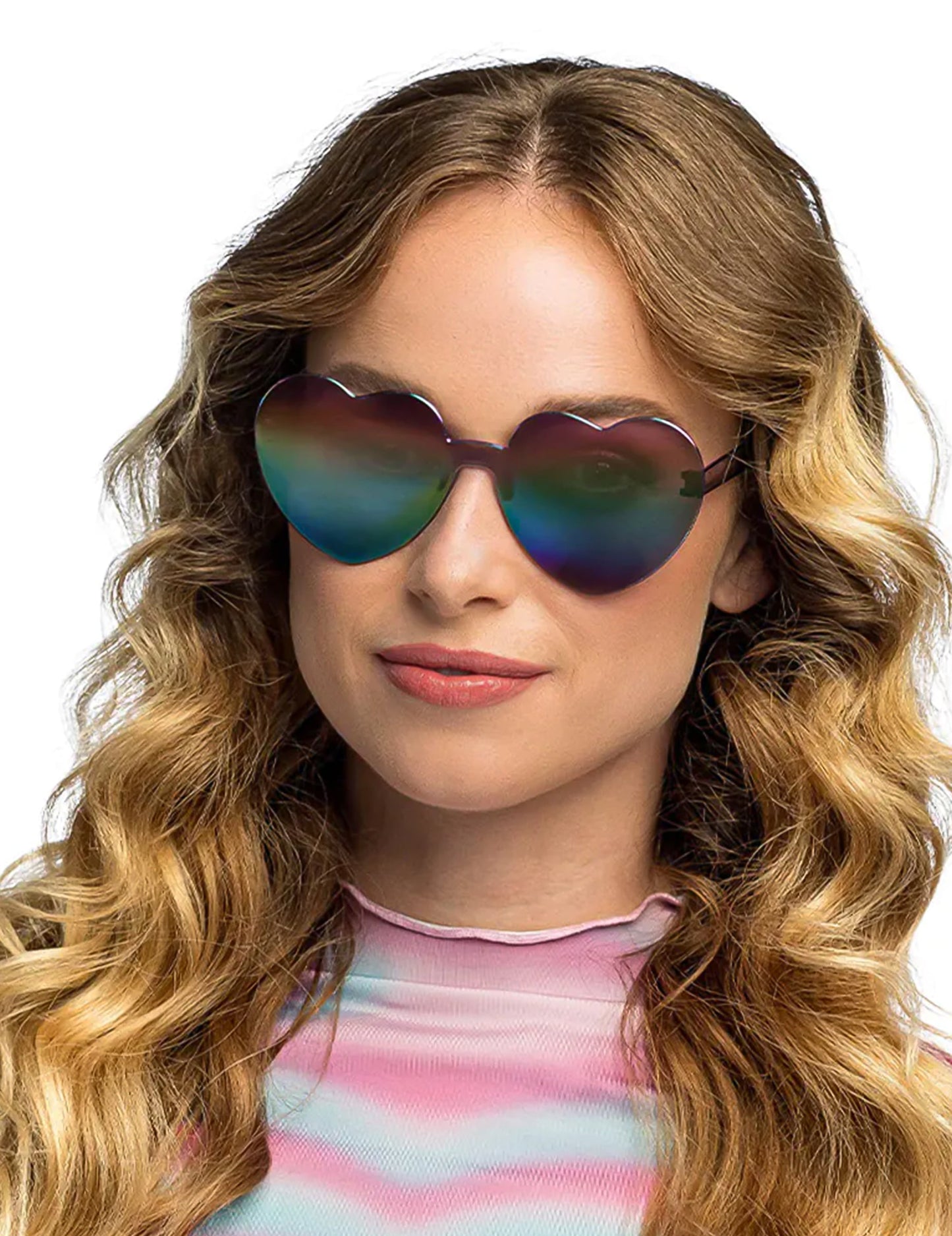 Lunettes cœurs effet miroir adulte