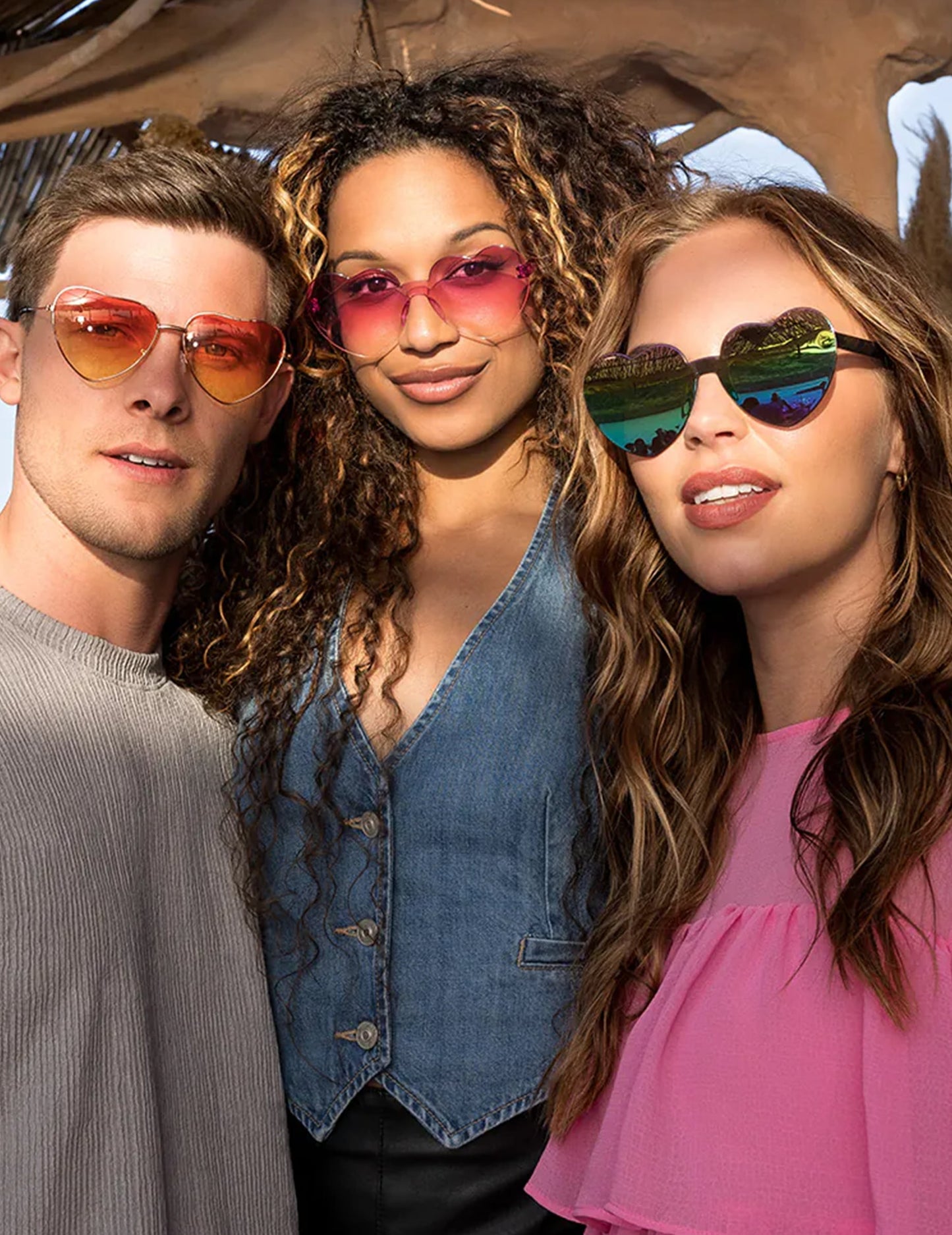 Lunettes cœurs effet miroir adulte