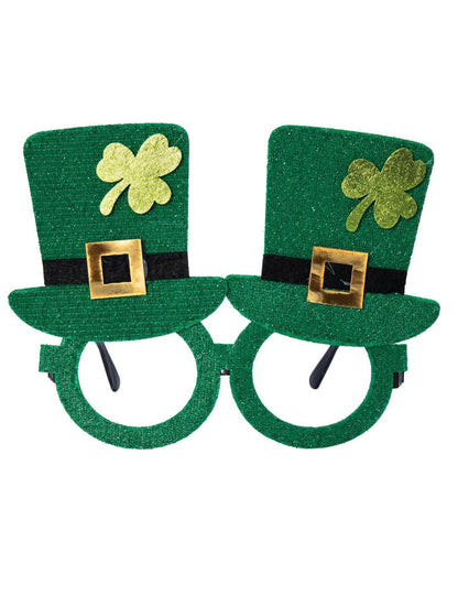 Vue de face des lunettes chapeaux Saint Patrick pour adulte