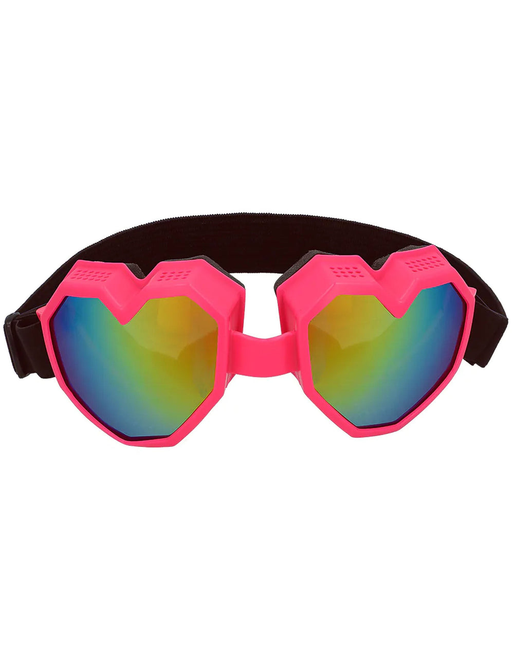 Vue de face des lunettes de ski cœur