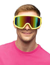 Lunettes de ski pour adulte jaune fluo avec verres irisés