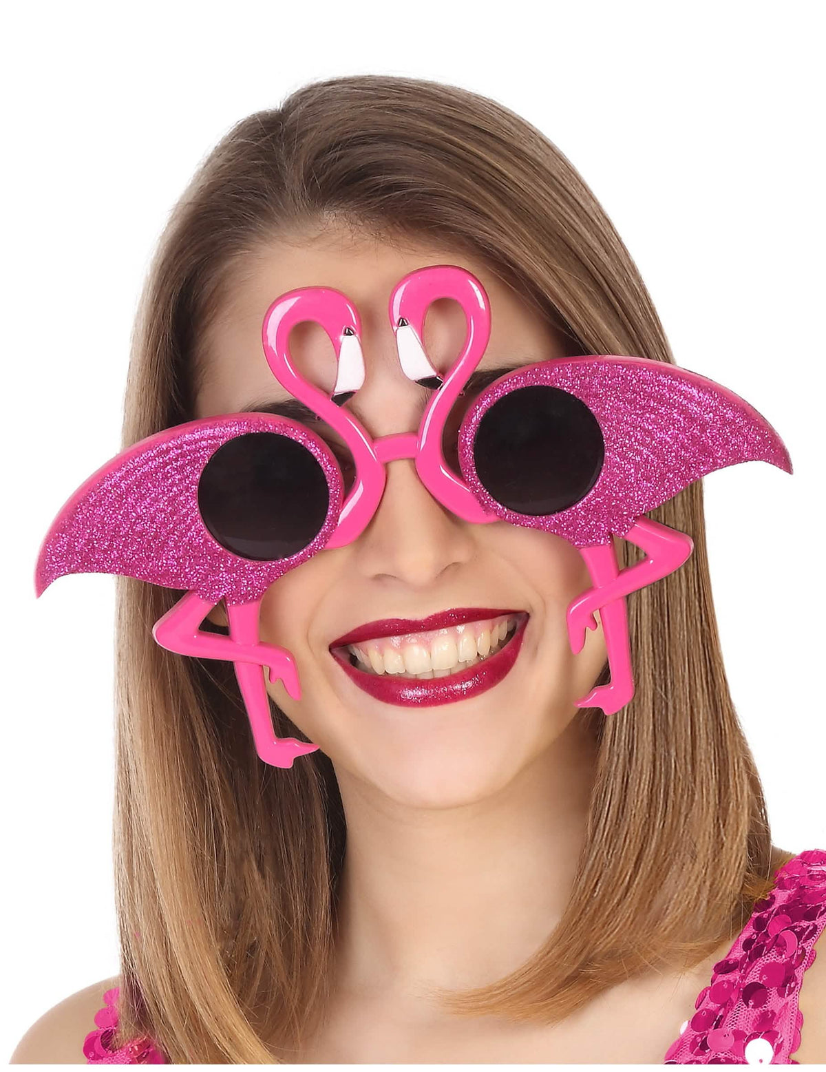 naočale flamingo za odrasli s ružičastim šljokicama
