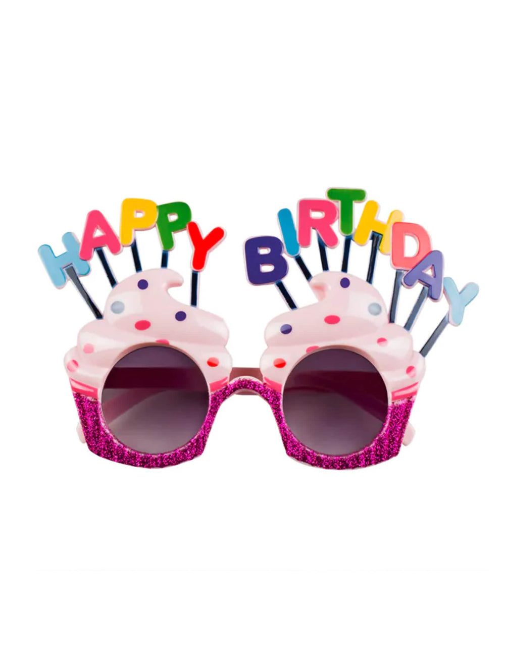 Pogled sprijeda na naočale Happy Birthday cupcake za odrasle