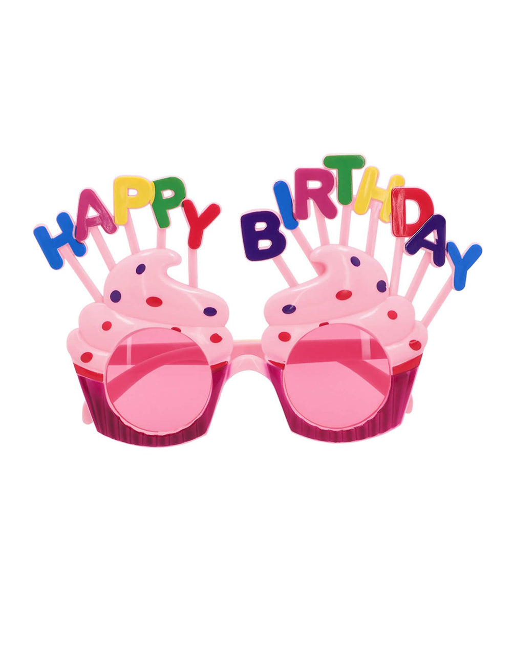 Prednji prikaz naočale Happy Birthday cupcake za odrasle