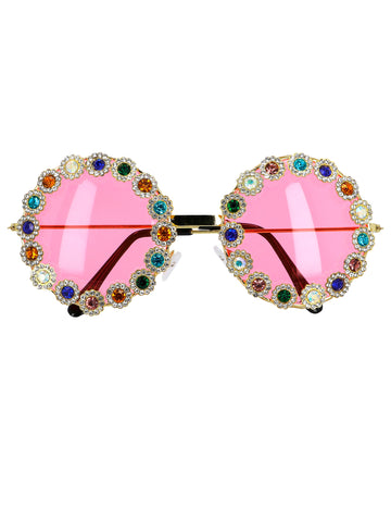 Okrugle naočale s rhinestones u boji odraslih