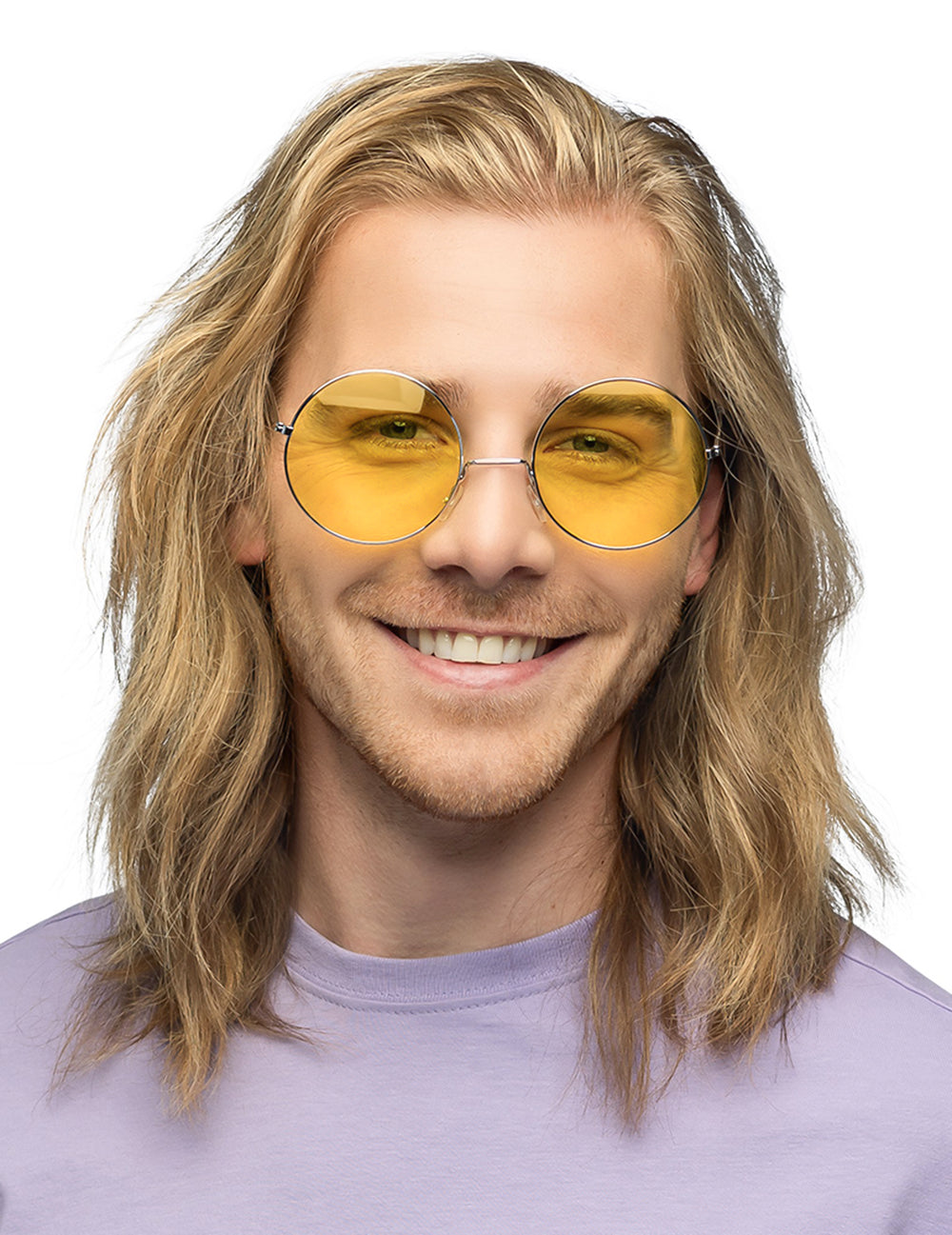 Vue de face des lunettes rondes hippies géantes