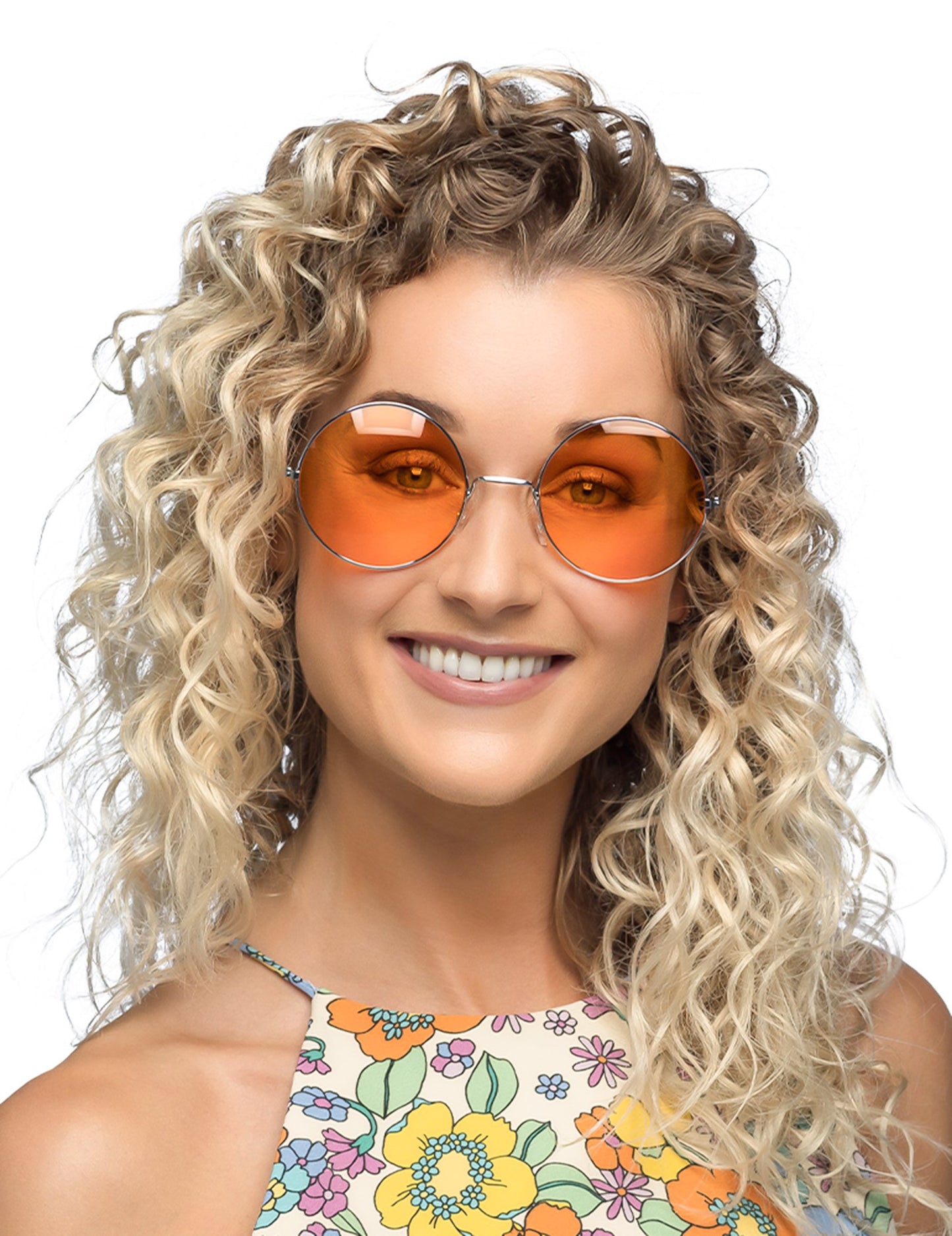 Velike okrugle narančaste hipi naočale