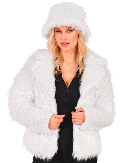 Bijeli kaput od umjetnog krzna za odrasle