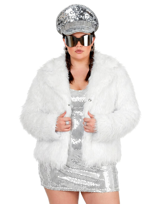 Manteau en fausse fourrure blanc adulte