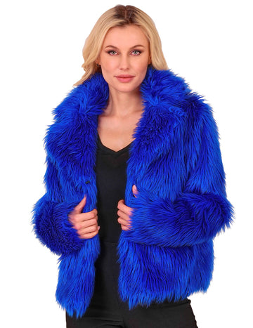 Ogrtač od tamnoplave umjetne krzna za odrasle 