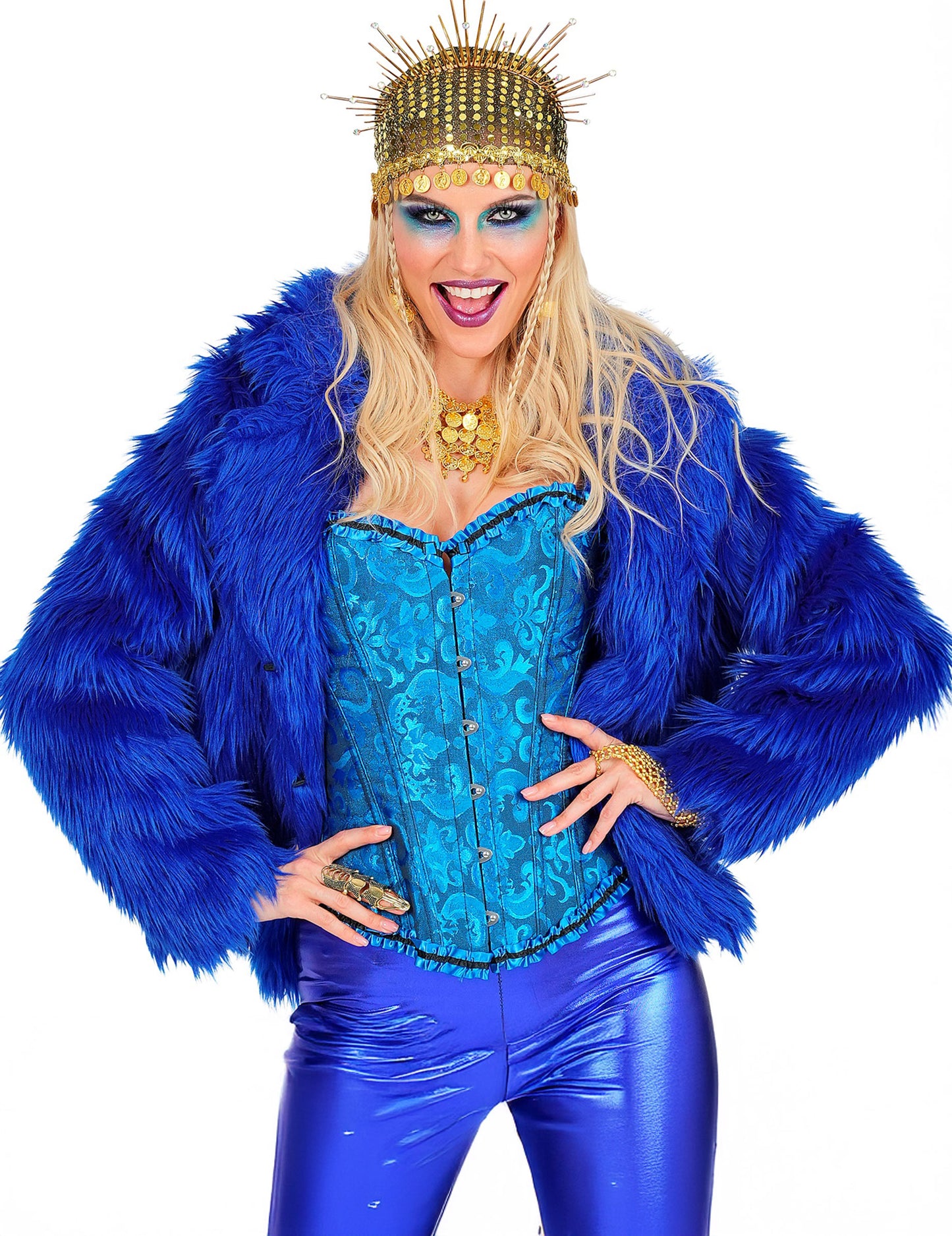 Ogrtač od tamnoplave umjetne krzna za odrasle 