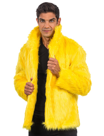 Odrasli žuti od umjetnih krznih kaputa