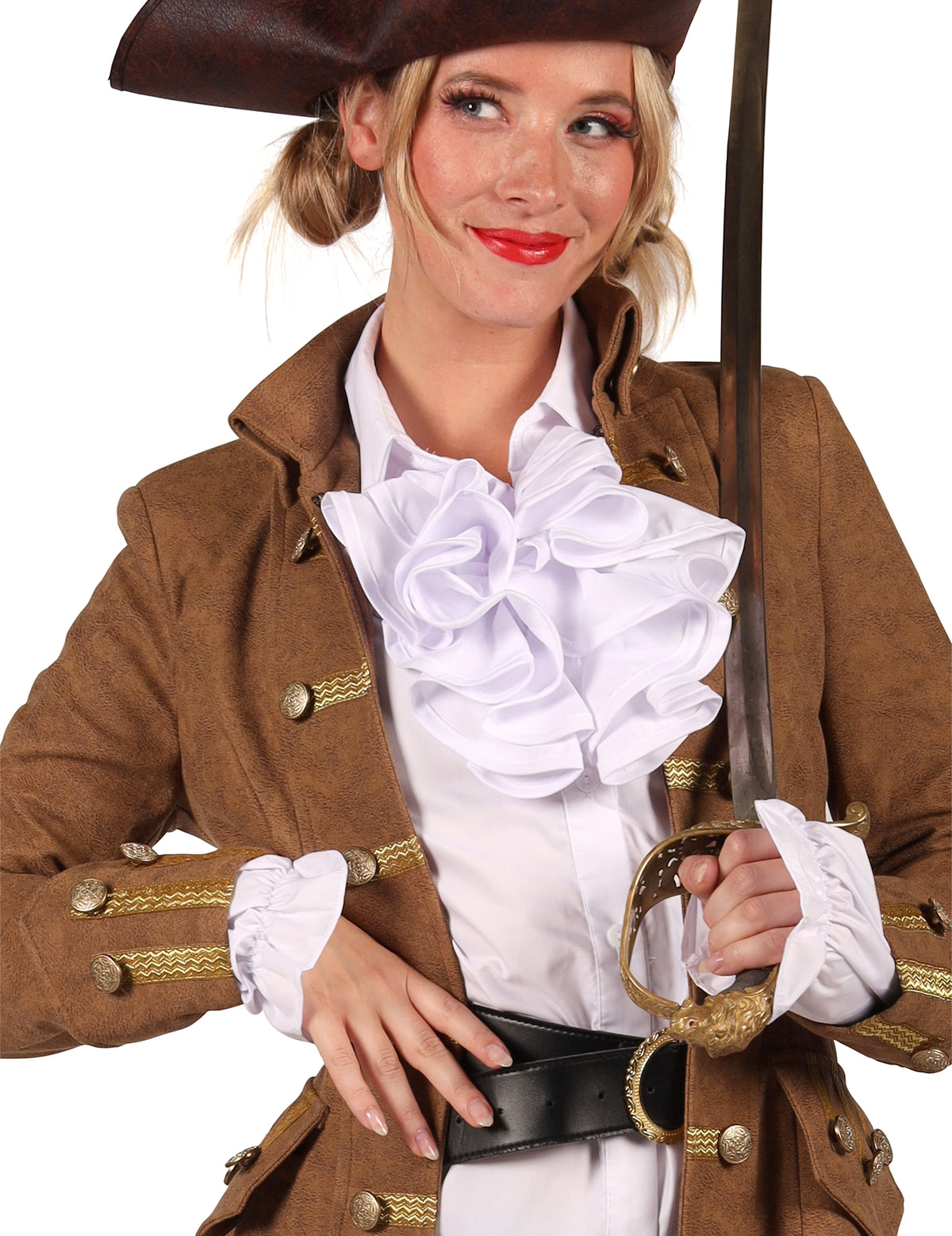 Duga smeđa gusarska jakna za žene