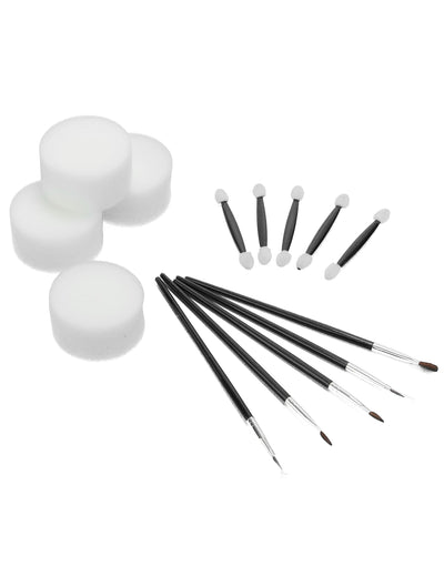 Trousse d'accessoires de maquillage pour déguisement avec pinceaux et éponges blancs et noirs