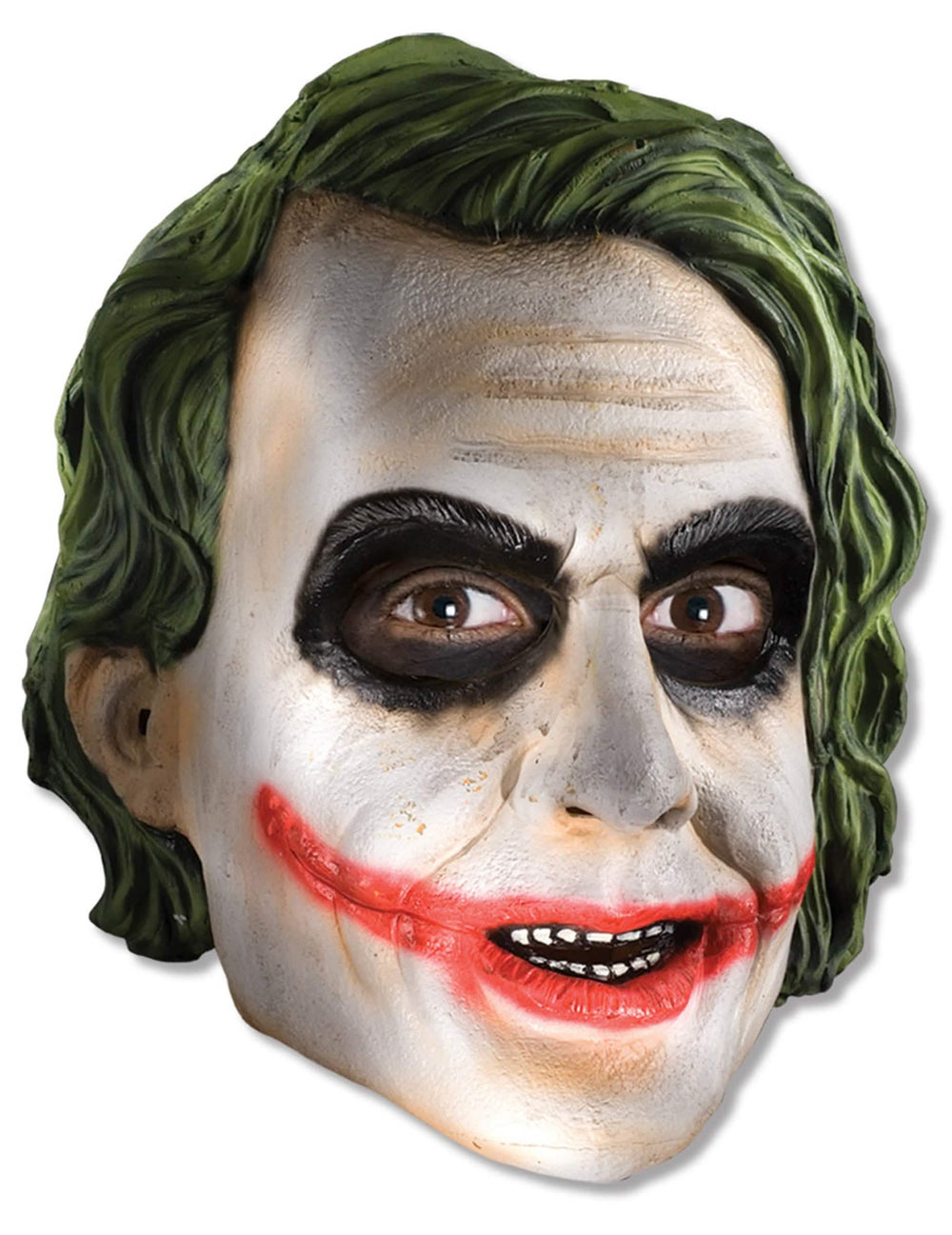 3/4 mask Joker the Dark Night™ za odrasli bijela sa crna i crvena šminka i zelenom kosom