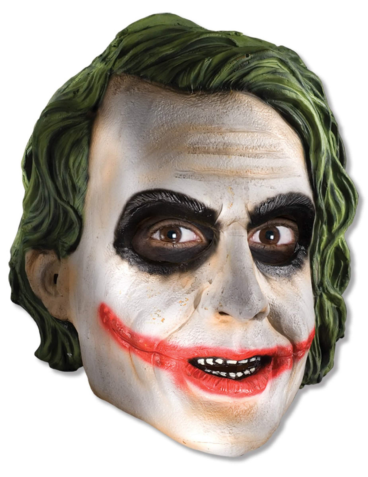 3/4 mask Joker the Dark Night™ za odrasli bijela sa crna i crvena šminka i zelenom kosom