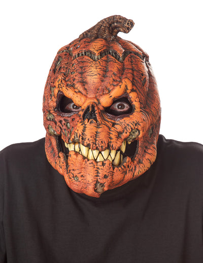 Masque articulé citrouille terrifiante ani-motion™ pour adulte orange avec dents pointues