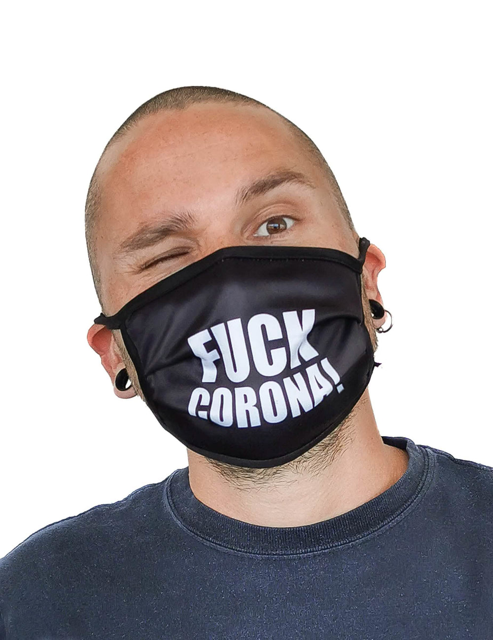 Maska koja prekriva nos s natpisom Fuck Corona za odrasli crna s bijelom tekstom