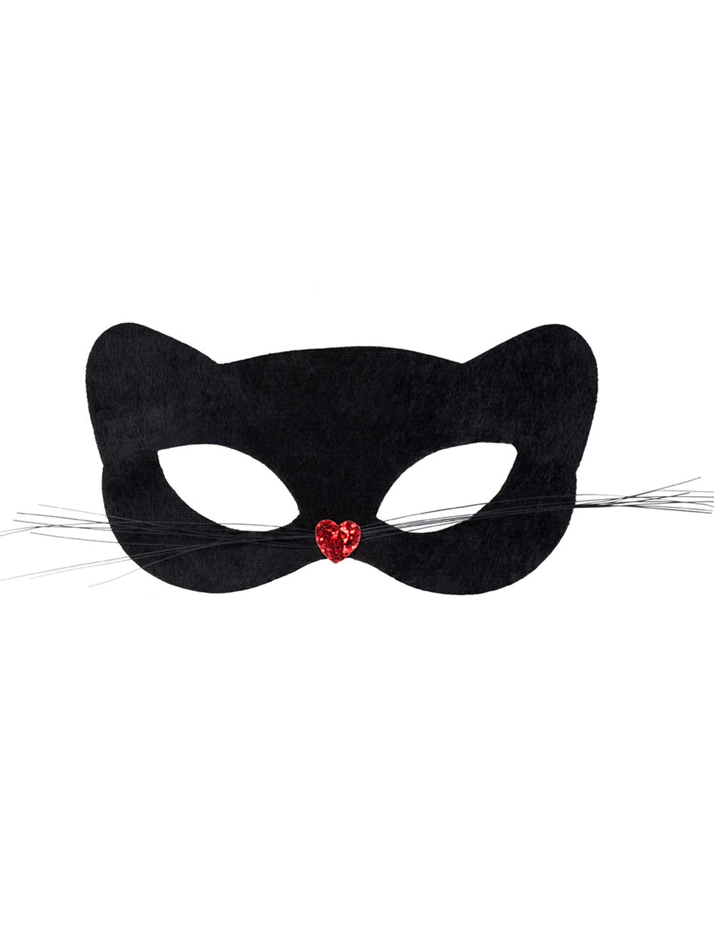 Vue de face du masque de chat noir avec nez coeur