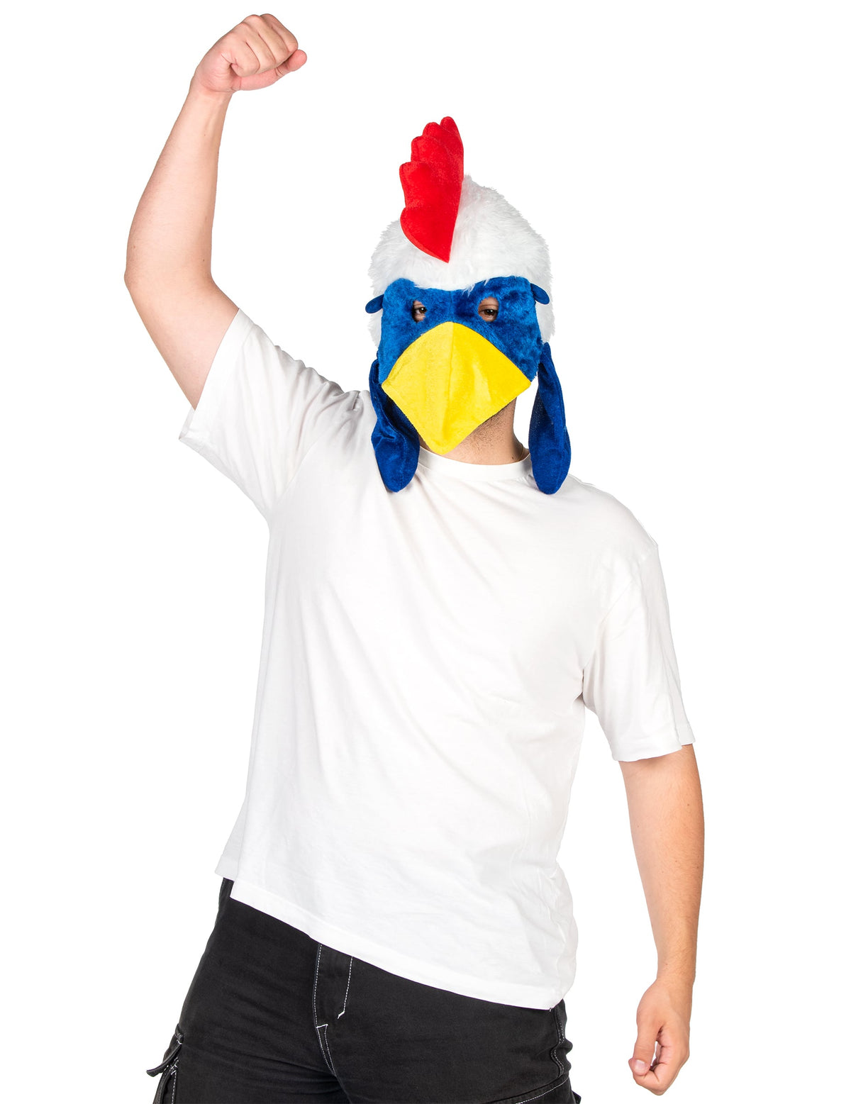 Vue d'ensemble portée du masque coq supporter