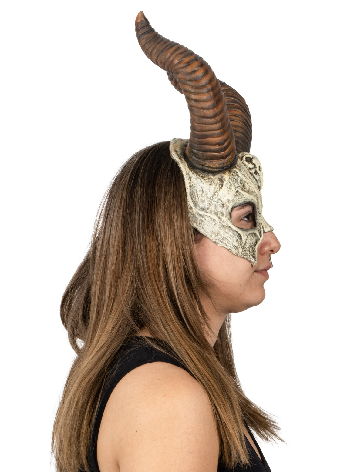 Vue de profil du masque crâne de buffle