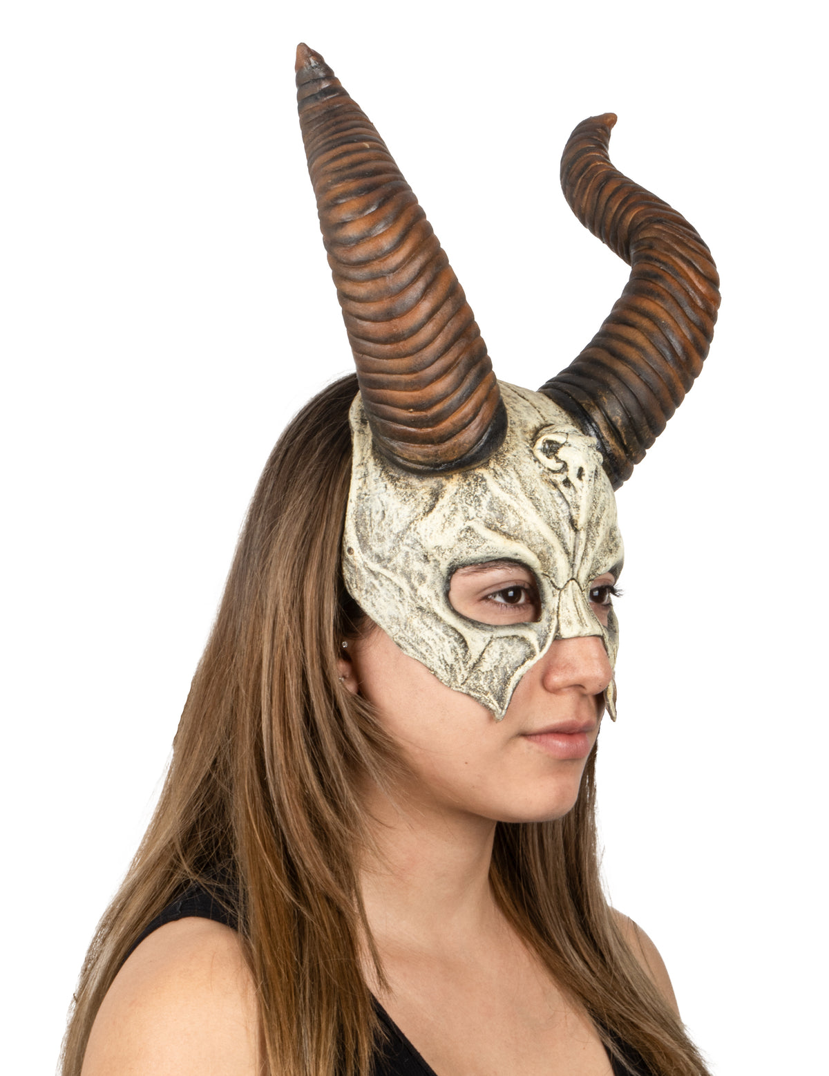 Vue de profil du masque crâne de buffle