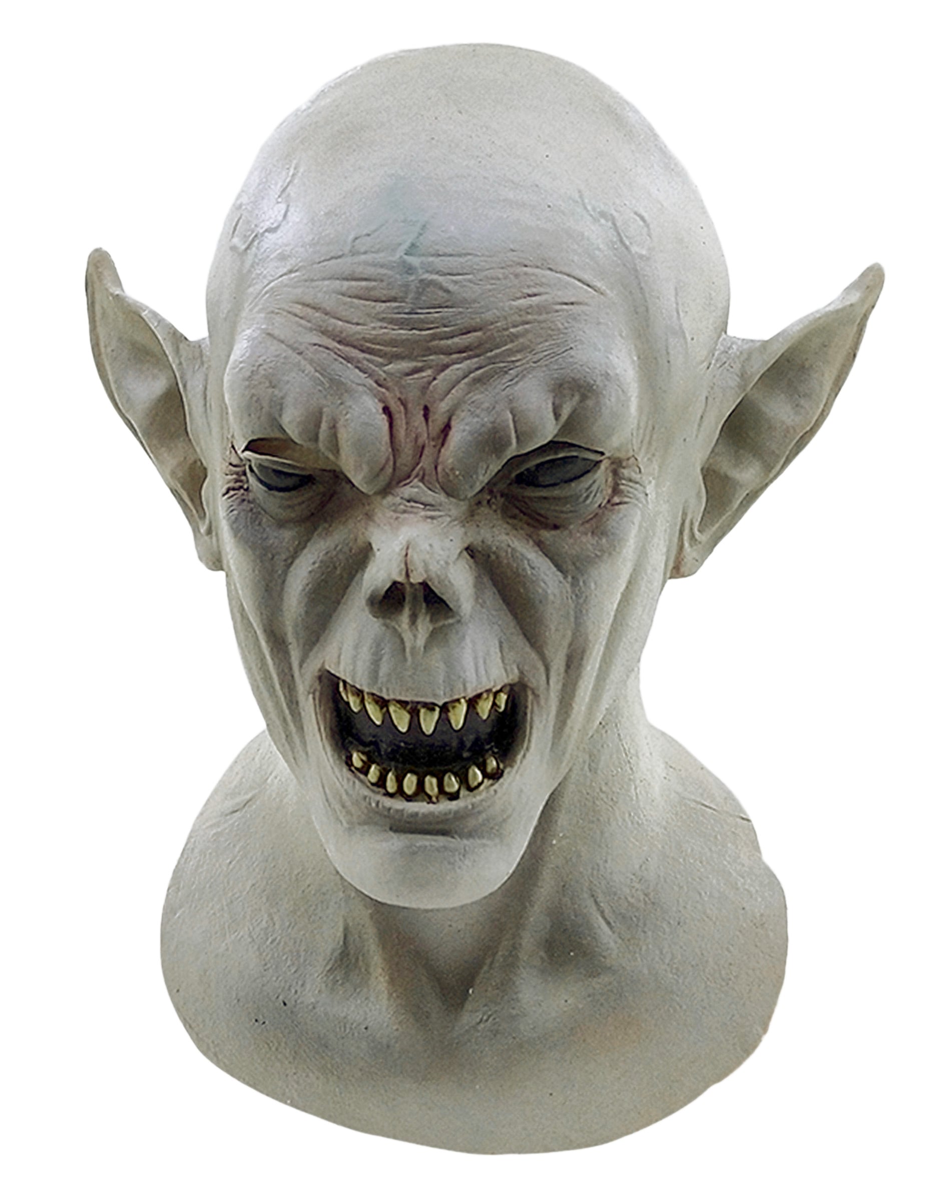 Masque de créature pour adulte halloween gris avec dents et oreilles pointues
