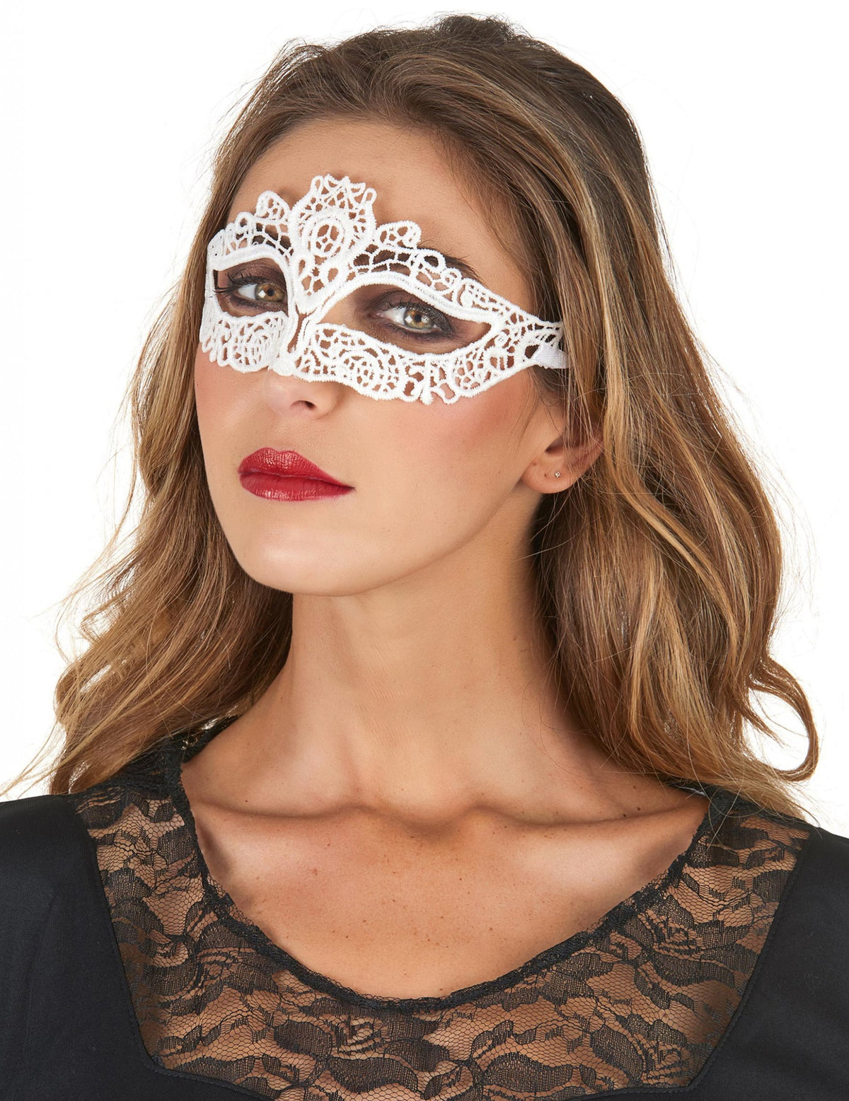 Masque dentellé pour femme blanc