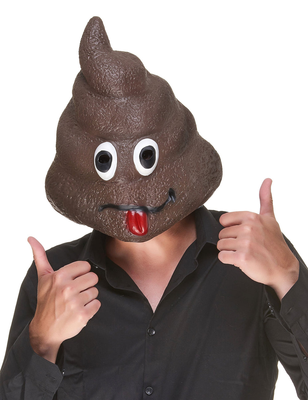 Masque en latex Caca pour adulte marron avec langue tirée