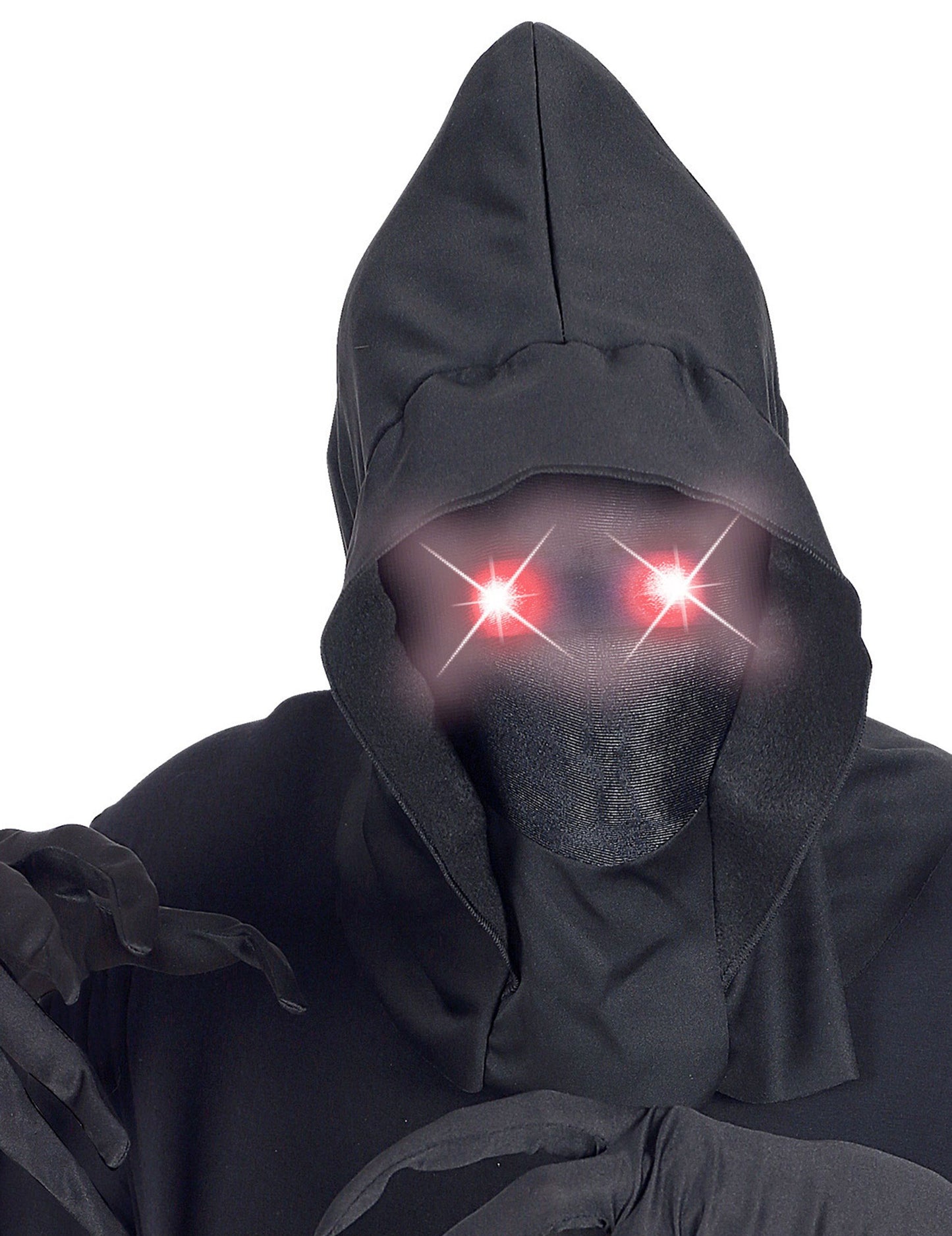 U punom kapuljaču nevidljive maske za lice i odraslih crvenih očiju