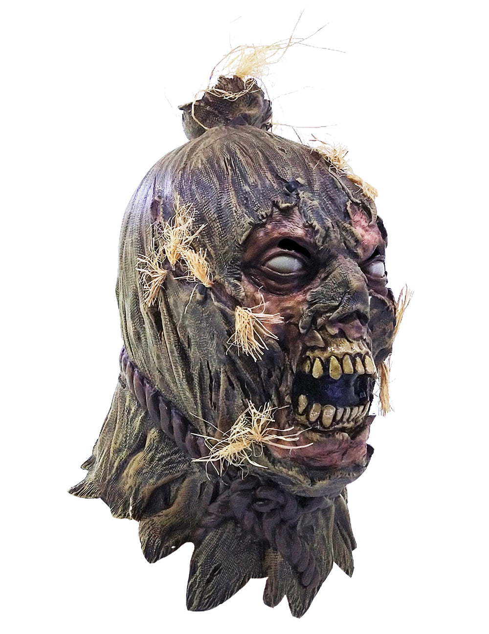 Vue de trois-quarts du masque intégral zombie épouvantail