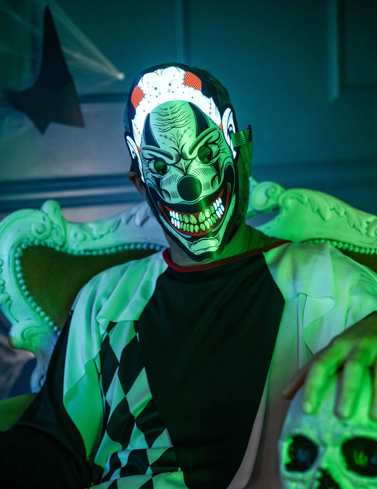 Scena s lubanjom sjajne joker maske za odrasle
