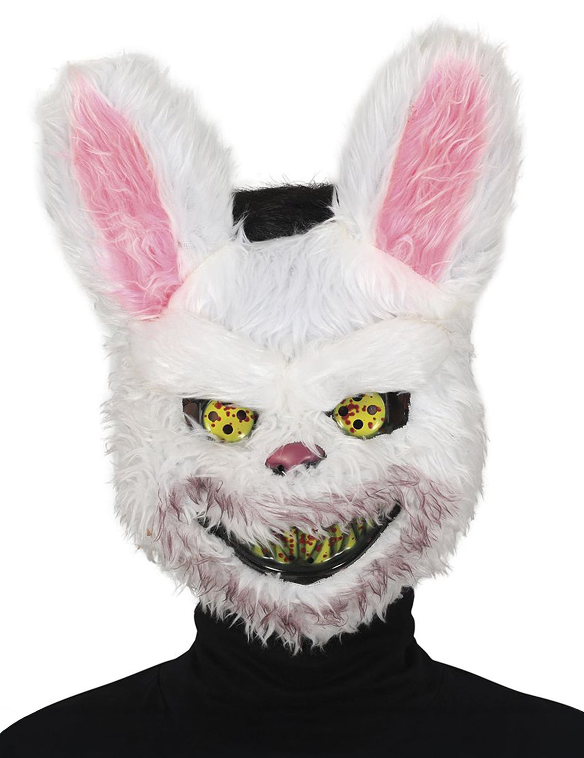 Masque de lapin tueur pour adulte blanc et rose ensanglanté