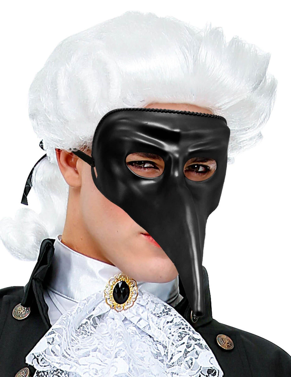 Krupni plan maske s dugim nosom za odrasli crna